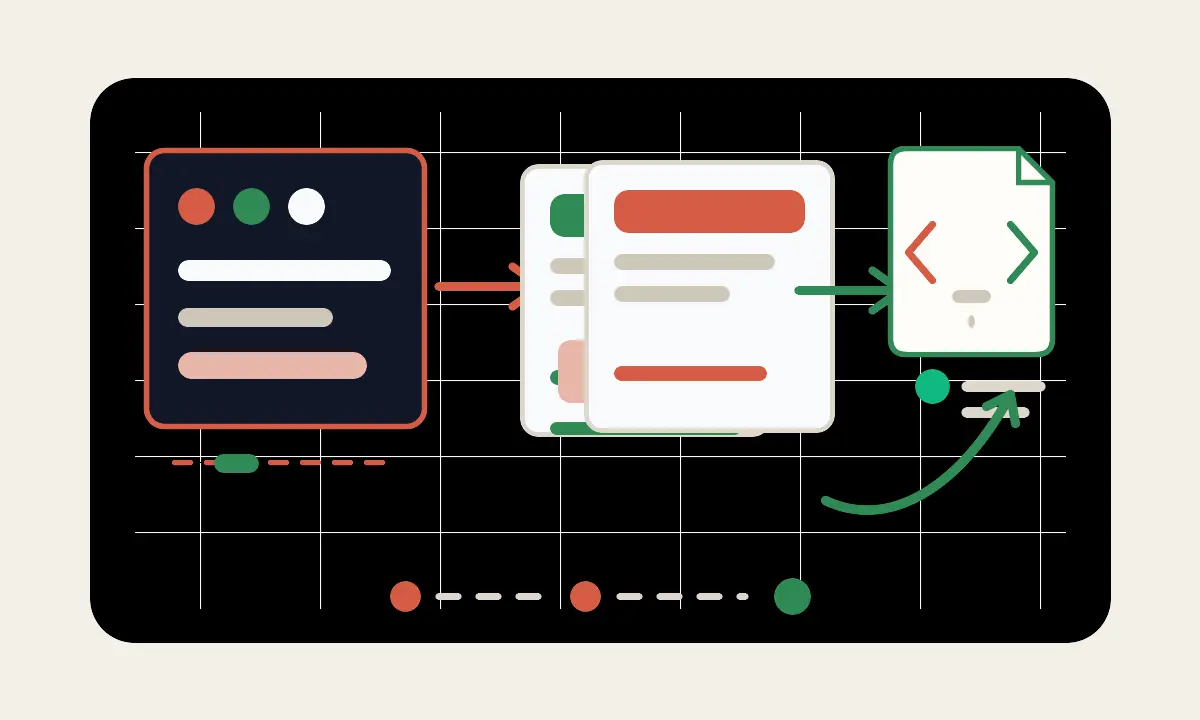 Conceptual website flow artwork showing planning, owned public pages, and launch handoff.